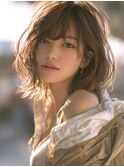★グレージュデザインカラーハッシュカットツートンカラーボブ