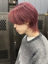 ギークス(GEEKS) 【GEEKS渋谷】センターパートウルフ/カシスレッド/中性ウルフ