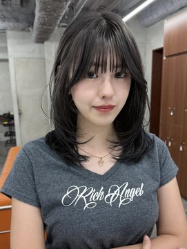 ニコ トウキョウ 渋谷(nico TOKYO) ミディアムレイヤーカット顔周りレイヤーハッシュカット透明感