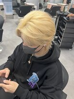 メンズウルフモテるハイトーンカラー韓国ヘアウルフカット
