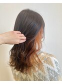 20代30代40代大人可愛いインナーカラー×オレンジ