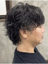 フイ 新宿3丁目(Hui)&nbsp;フェザーパーマ/グレーブルーカラー/刈り上げショートパンク