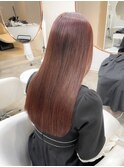 くびれヘアアプリコットオレンジ夏ヘアハイライトカラー