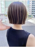 小顔似合わせカットくびレイヤーベージュ大人可愛いブルーカラー