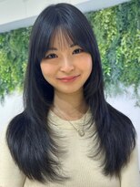 ビューブルー 亀戸錦糸町(VIEW BLUE)&nbsp;美髪カールブルーブラック韓国レイヤーロングセミディ顔周り前髪