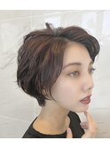 丸みパーマショートボブ