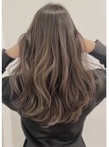 デザインカラーレイヤーカットウェットヘアオリーブベージュ白髪