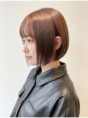 大人可愛い前下がりボブミニボブココアブラウン透明感夏カラー