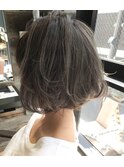 外国人風ボブ ハイライトグラデーション グレージュ1091
