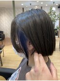 透明感イヤリングカラー+ネイビーブルー