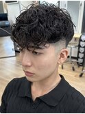 スペインカールツイストパーマフェードツーブロックメンズパーマ