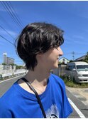 メンズパーマ/センターパートウルフ
