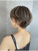 ショートボブ白髪ぼかしハイライトデジタルパーマ髪質改善仙台