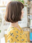 ★マロンベージュアッシュ斜めバングくせ毛風ボブ20代30代★1