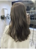 ブリーチなし春カラーグレージュオリーブベージュロングレイヤー