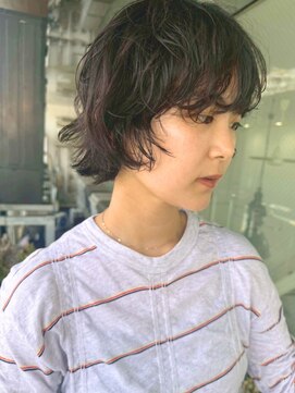 ワク(WAKU) ボブパーマ/ボブ/デザインカット/ナチュラルブラック