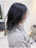 インナーカラー×ロングウルフ/ブルーシルバー/西原晃