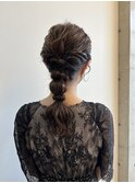 ヘアセット ぽこぽこ編み込みくるりんぱアレンジ お呼ばれ