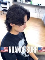 ビカム 名駅(become)&nbsp;【ニュアンスサーフカールパーマ】センターパートウルフ名古屋