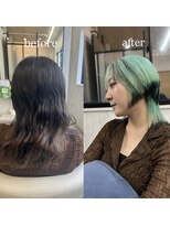 アーサスバイヘッドライト 水戸城南2丁目店(ursus by HEADLIGHT)&nbsp;【LEN】チョコミントカラー+デザインカット