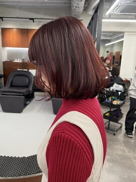 ニコ トウキョウ 渋谷(nico TOKYO) ダブルカラーチェリーレッドピンクブラウン韓国レイヤーロング