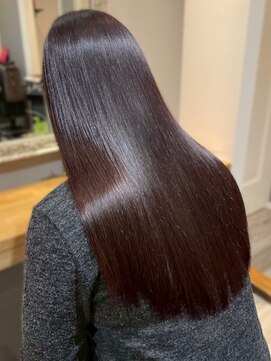 【髪質改善トリートメント&縮毛矯正】　Lien　横須賀中央店  髪質改善トリートメント ロング ダークブラウン 艶髪 20代30代