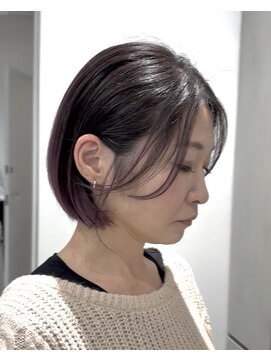 ヘアスペース リズム グリーン(Hair space Rizm green) 切りっぱなしボブ×ピンクデザインカラー