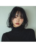 『韓国風』大人モードなニュアンスミディ / シースルーバング