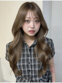 ブリーチなしダブルカラーワンホンヘアロングレイヤー髪質改善
