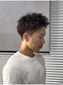 スパイキーショートツイストパーマ短髪刈り上げ茶髪カラー柏駅