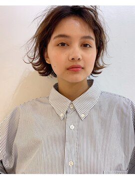グッデイ ヘアー(GOOD DAY HAIR) ミニボブ 毛先パーマ　黒髪 シアーグレージュ　くすみベージュ