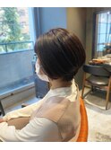 20代30代40代前下がり大人ボブリップラインミルクティーベージュ