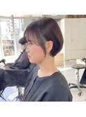 大人可愛い20代30代40代黒髪前下がりショートボブ丸みショート◎