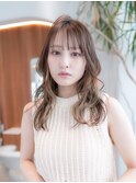 20代30代大人かわいい小顔ひし形レイヤーカットグレージュカラー