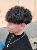 刈り上げマッシュツイストスパイラルパーマメンズショート