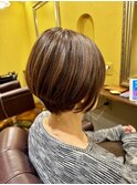 ひし形ショートボブ丸みくびれ/30代/40代/50代/60代