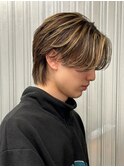 バレイヤージュブリーチダブルカラーハイライトメッシュブリーチ