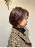 大人女性丸みショートボブ