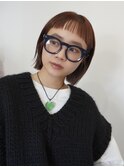 切りっぱなしボブ/ミニボブ/丸くないボブ/ヘーゼルベージュ