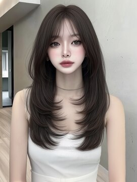 ワンホンレイヤー ハイレイヤーカット 韓国ヘア 黒髪