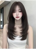 ワンホンレイヤー ハイレイヤーカット 韓国ヘア 黒髪 艶髪 20代