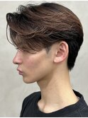 メンズセンターパートニュアンスパーマ毛流れ縮毛矯正刈り上げ