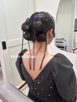 ネウィ 広島(newi) 結婚式お呼ばれヘアセット/ツインアレンジ/個性派/リボン