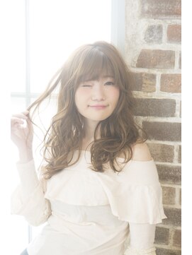 アドラーブル 松崎店(adorable) 【adorable】厚めバング×ゆるふわフェミニンカール