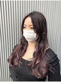 《TARO》くびれヘア 韓国ヘア 初カラー 黒髪卒業 ピンクパープル