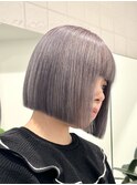 前下がりボブ 切りっぱなしボブ ショートボブ グレージュカラー