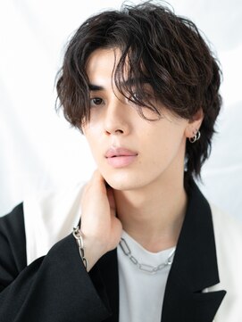 グルーミングサロン バーバー キャッスル 北浦和西口(Grooming salon Barber Castle) 前髪パーマセンターパート無造作束感マッシュヘアb北浦和