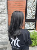 20代30代透明感暗髪アッシュブルーグレージュハイライト