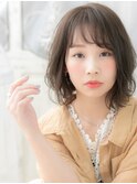 アースカラーシースルーバング小顔ボブパーマh3上尾20代30代40代