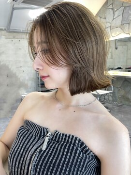 サイン 表参道(SIGN) 韓国ヘアーハッシュカットレイヤーカットグレージュブリーチ無し